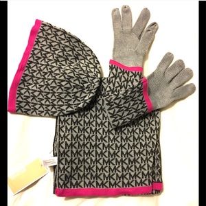 SOLD ON E MK logo Beanie Hat, Scarf & Gloves